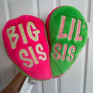 NWT Justice Detachable Decorative Pillow: “Big Sis Lil Sis”